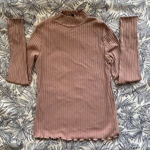 SO Ribbed Tan Long Sleeve Top